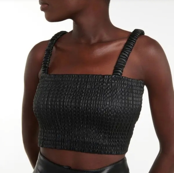 Proenza Schouler White Label Faux Leather Smocked Top - Picture 4 of 10